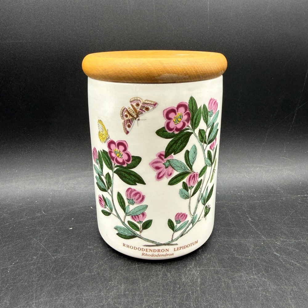 Vintage Portmeirion Botanic Garden Canister Jar 5" Rhododendron Cottage Boho